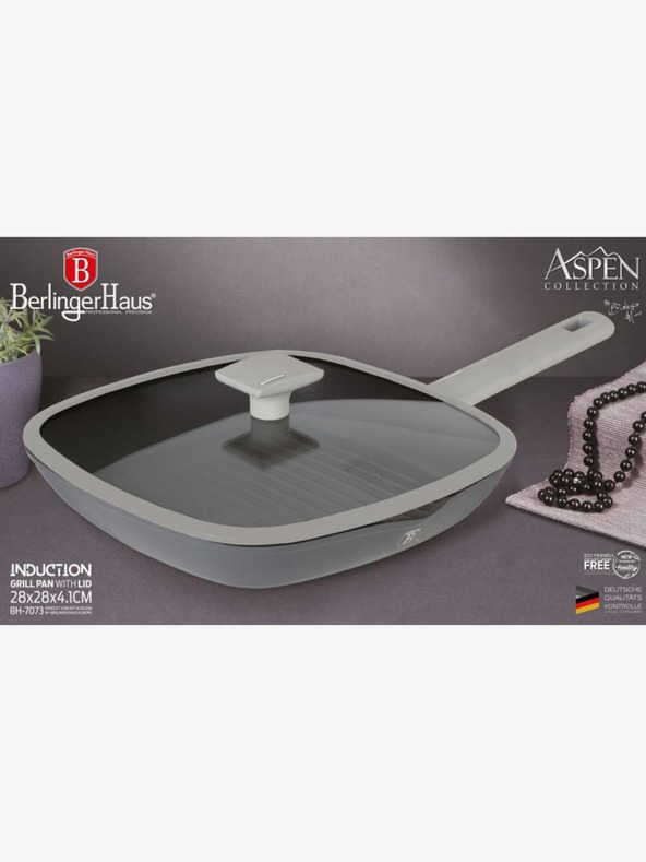 Berlingerhaus Grillserpenyő fedővel, titán tapadásmentes bevonattal 28 cm Aspen Collection BERLINGERHAUS