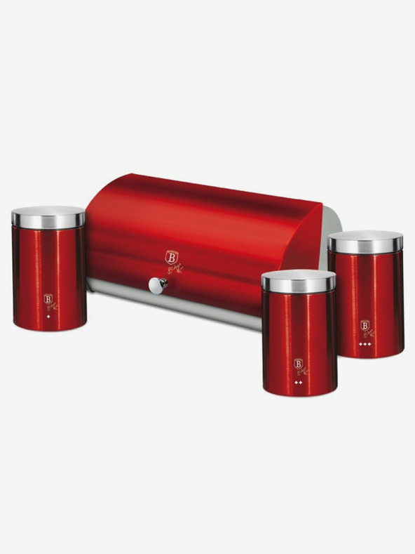 Berlingerhaus Kenyérsütő doboz és három ételtál készlet BERLINGERHAUS Burgundy Metallic Line