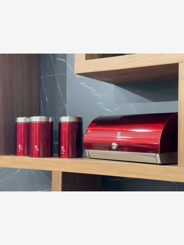 Berlingerhaus Kenyérsütő doboz és három ételtál készlet BERLINGERHAUS Burgundy Metallic Line