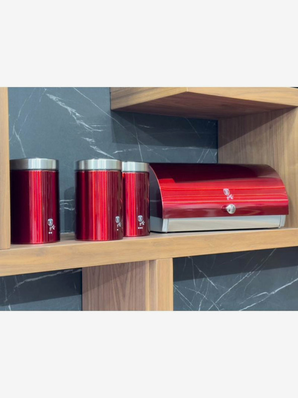 Berlingerhaus Kenyérsütő doboz és három ételtál készlet BERLINGERHAUS Burgundy Metallic Line