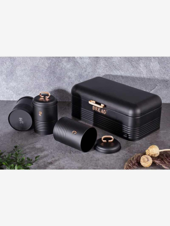 Berlingerhaus Kenyértartó és élelmiszer tároló szett 4 db Black Rose Collection BERLINGERHAUS
