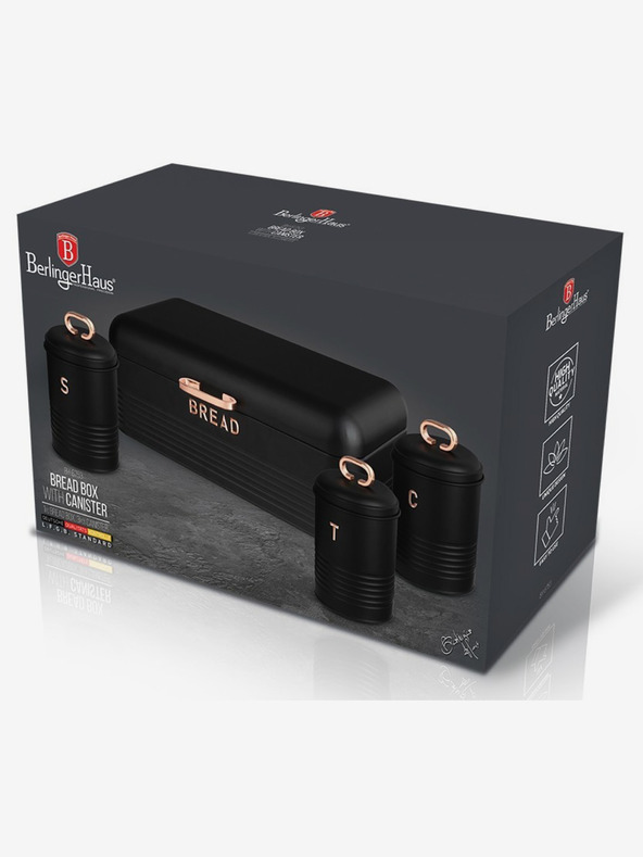 Berlingerhaus Kenyértartó és élelmiszer tároló szett 4 db Black Rose Collection BERLINGERHAUS