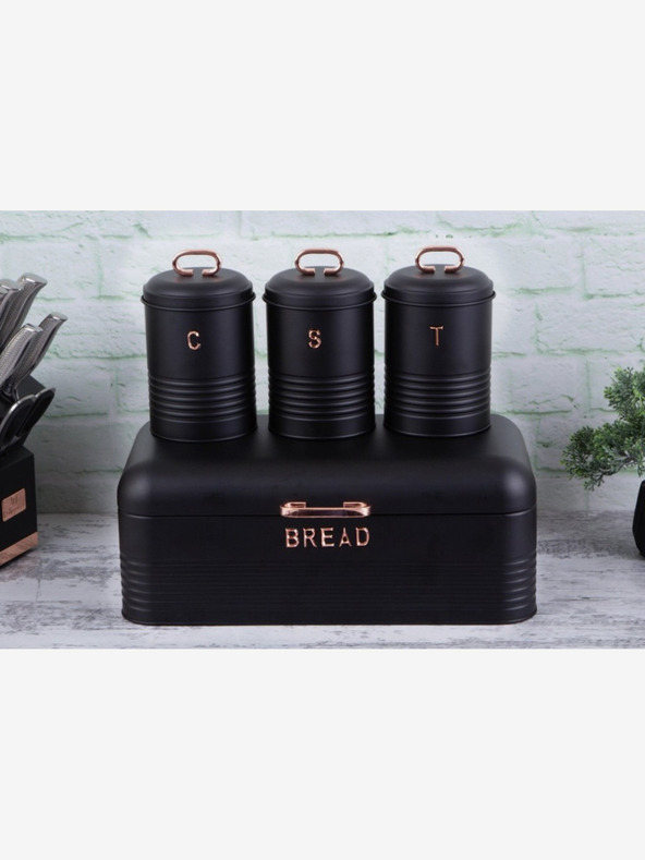 Berlingerhaus Kenyértartó és élelmiszer tároló szett 4 db Black Rose Collection BERLINGERHAUS