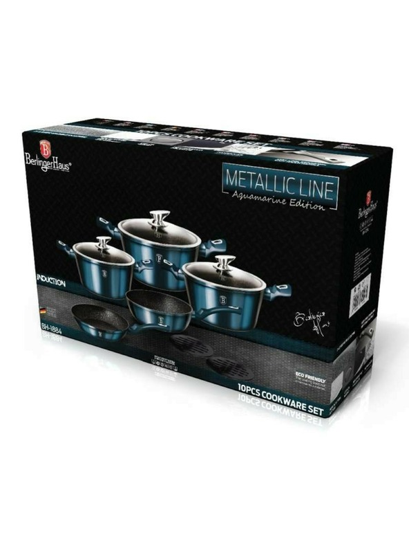 Berlingerhaus 10 darabos márvány felületű edénykészlet Aquamarine Metallic Line BERLINGERHAUS