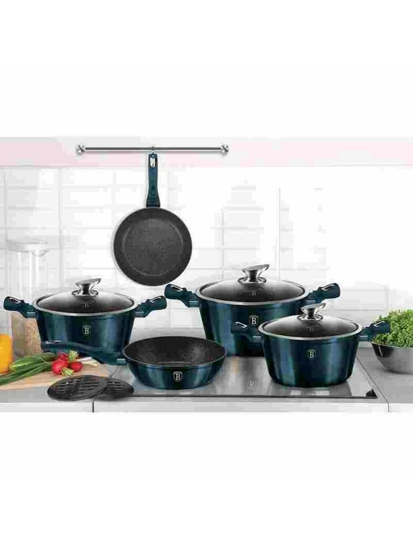 Berlingerhaus 10 darabos márvány felületű edénykészlet Aquamarine Metallic Line BERLINGERHAUS