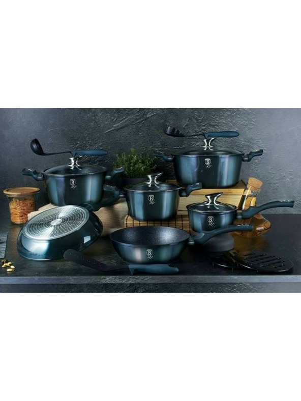 Berlingerhaus 10 darabos márvány felületű edénykészlet Aquamarine Metallic Line BERLINGERHAUS