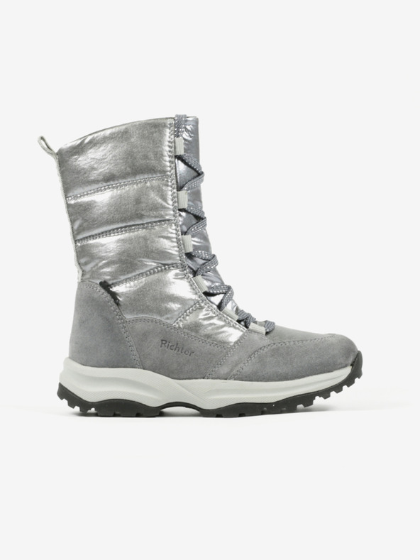 Richter Lány hócsizma szarvasbőr részletekkel, ezüst színben Richter