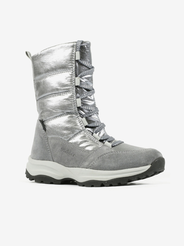 Richter Lány hócsizma szarvasbőr részletekkel, ezüst színben Richter