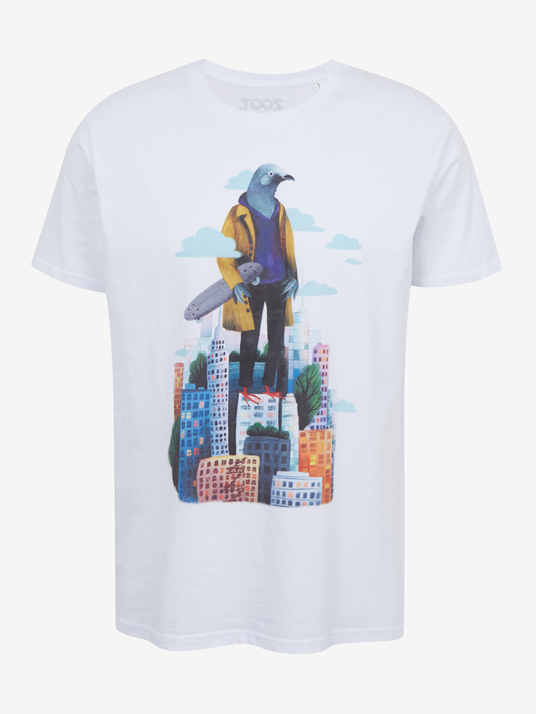 DOBRO Fehér férfi póló Zoot DOBRO nyomattal. Galamb