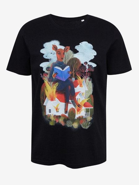 DOBRO Fekete férfi póló Zoot DOBRO nyomattal. Őz