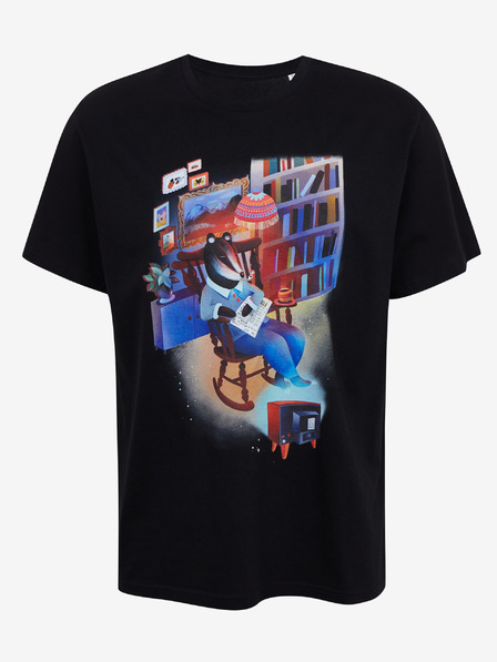 DOBRO Fekete férfi póló Zoot DOBRO nyomattal Borz