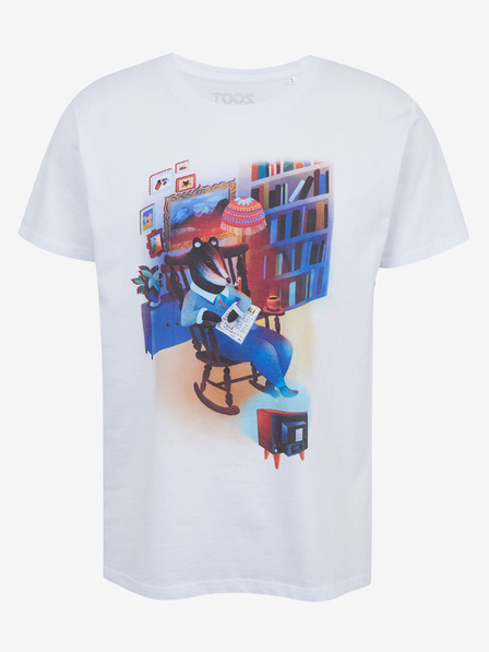 DOBRO Fehér férfi póló Zoot DOBRO nyomattal. Borz