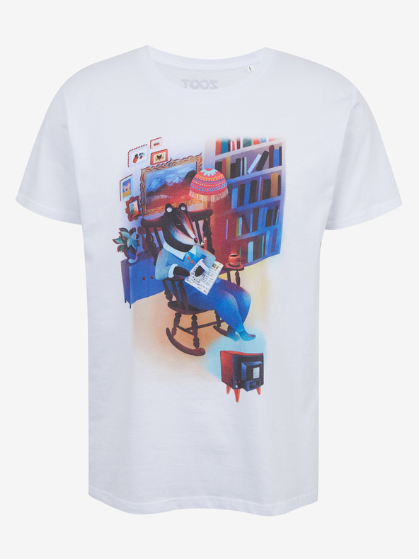 DOBRO Fehér férfi póló Zoot DOBRO nyomattal. Borz