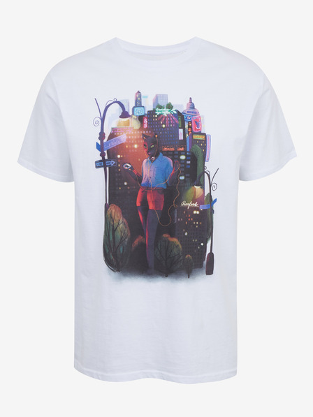 DOBRO Fehér férfi póló Zoot DOBRO nyomattal. Macska