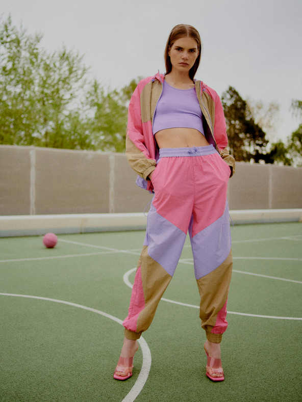 The Jogg Concept Bézs és rózsaszínű női könnyű zerge dzseki The Jogg Concept