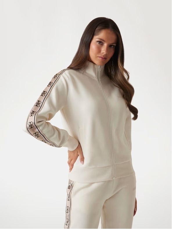 Guess Jeans Fehér női pulóver oldalsó Guess jeans logóval