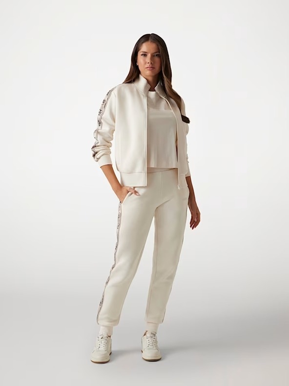 Guess Jeans Fehér női pulóver oldalsó Guess jeans logóval