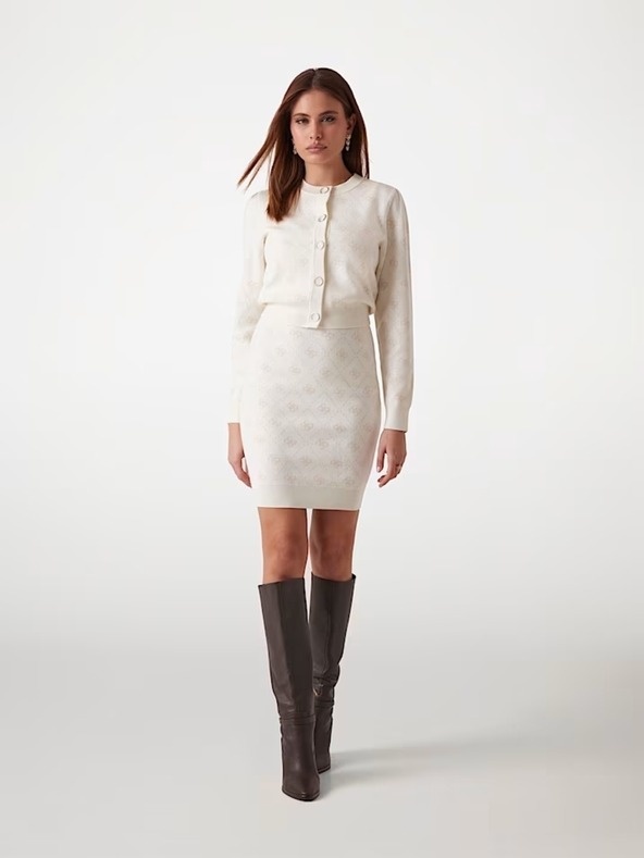 Guess Jeans Guess jeans fehér 4G logós gyapjú keverék kardigán - női