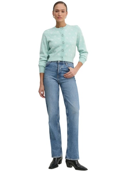 Guess Jeans Guess jeans zöld 4G logós gyapjú keverék kardigán - női