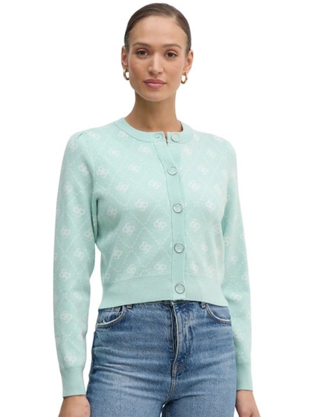 Guess Jeans Guess jeans zöld 4G logós gyapjú keverék kardigán - női