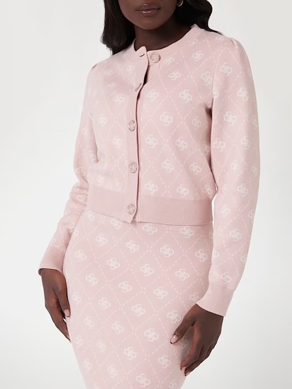 Guess Jeans Guess jeans rózsaszín 4G logós gyapjú keverék kardigán - női