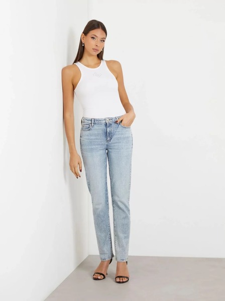 Guess Jeans Fehér Guess farmernadrág női top 4G logóval