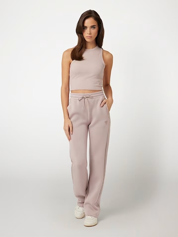 Guess Jeans Rózsaszín Guess farmernadrág crop top bordázott anyagból