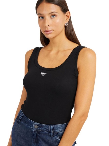 Guess Jeans Fekete Guess farmernadrág női top, kis háromszög logóval