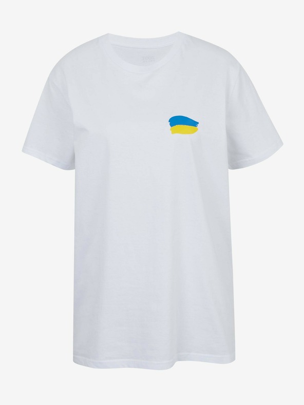 DOBRO Fehér női oversize póló No need for words a DOBRO. for Ukraine kollekcióból