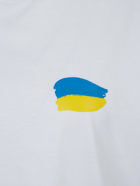 DOBRO Fehér női oversize póló No need for words a DOBRO. for Ukraine kollekcióból