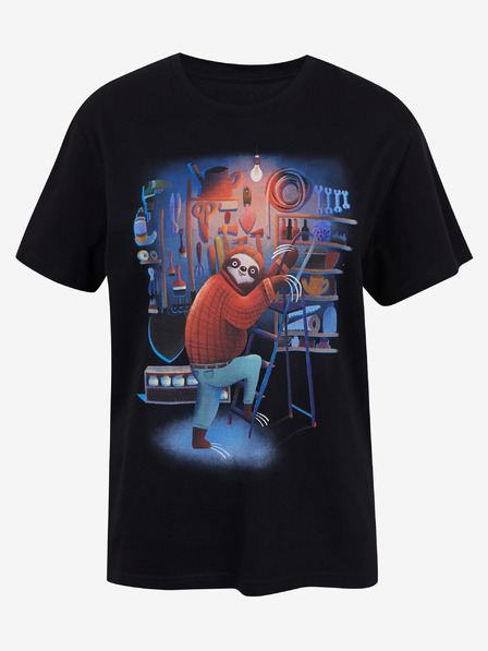 DOBRO Fekete Zoot DOBRO női póló lajhár nyomattal