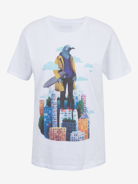 DOBRO Fehér Zoot DOBRO női póló galamb nyomattal