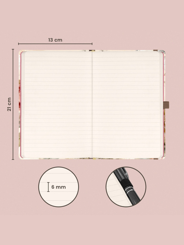 NOTIQUE NOTIQUE Notes Púdervirágok, bélelt, 13 x 21 cm