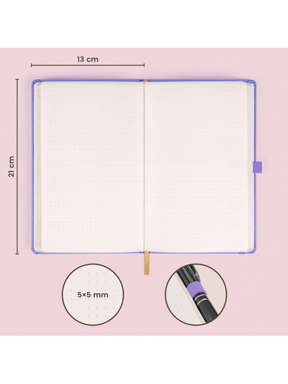 NOTIQUE NOTIQUE Notes Lila, pöttyös, 13 x 21 cm