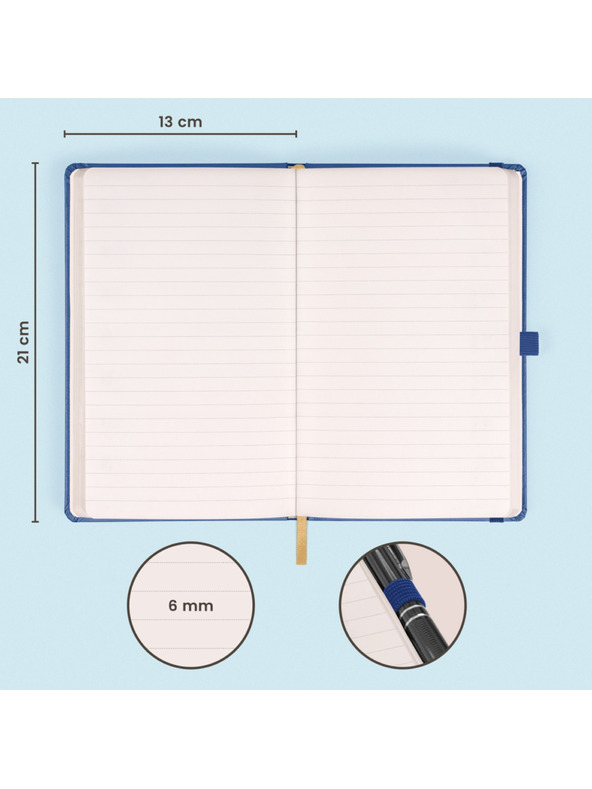 NOTIQUE NOTIQUE Notes Sötétkék, bélelt, 13 x 21 cm
