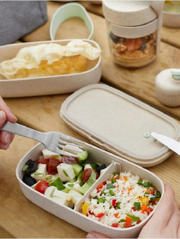 Lékué Krém színű uzsonnás doboz Lékué LunchBox To Go Organic (1000 ml)