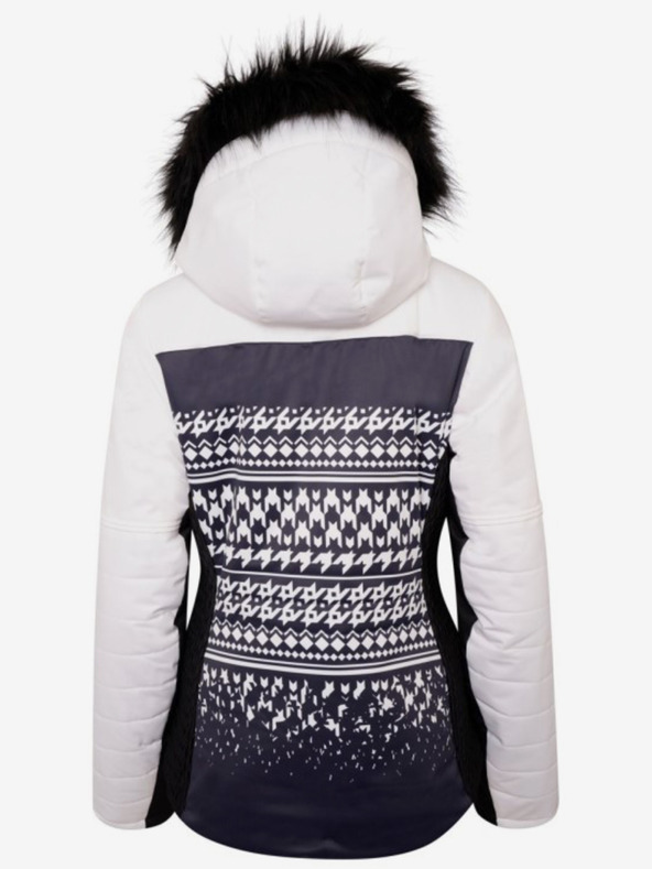 Dare 2B Dare 2B Prestige fehér-fekete női mintás, kapucnis, műszőrmés női síkabát