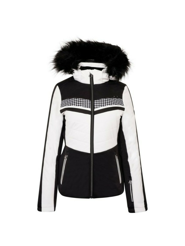 Dare 2B Fekete-fehér női kapucnis, műszőrmés női sídzseki Dare 2B Dynamite