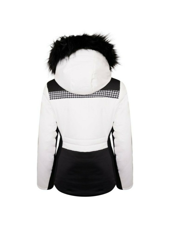 Dare 2B Fekete-fehér női kapucnis, műszőrmés női sídzseki Dare 2B Dynamite