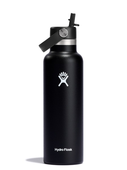 Hydro Flask Hydro Flask rozsdamentes acél termikus palack Standard szájú szívószálas kupak 21 oz (621 ml) Fekete