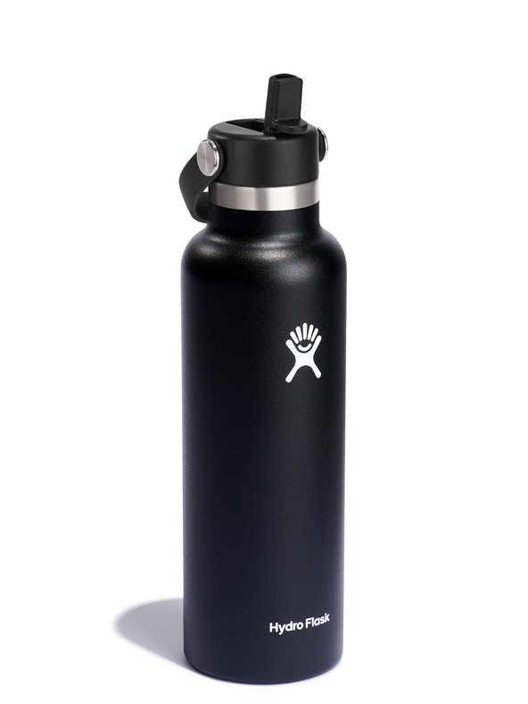 Hydro Flask Hydro Flask rozsdamentes acél termikus palack Standard szájú szívószálas kupak 21 oz (621 ml) Fekete