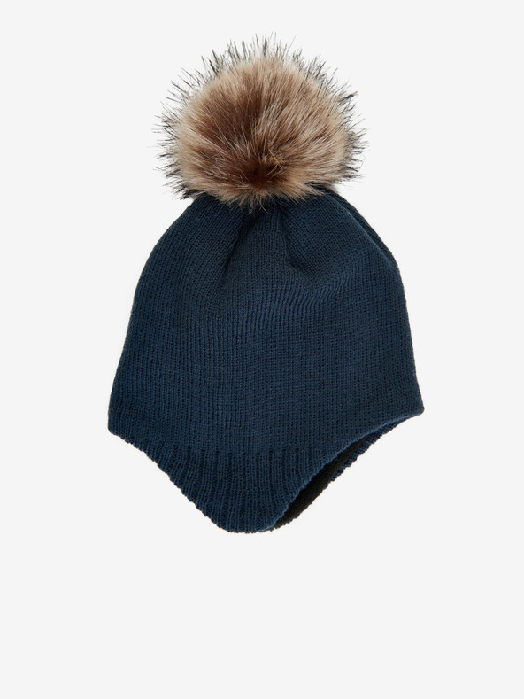 Color Kids Sötétkék lányok téli sapkája pomponnal és gyapjúval Color Kids
