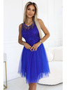 numoco 522-4 CATERINA Női ruha guipure csipkével és finom tüllel - búzavirágkék