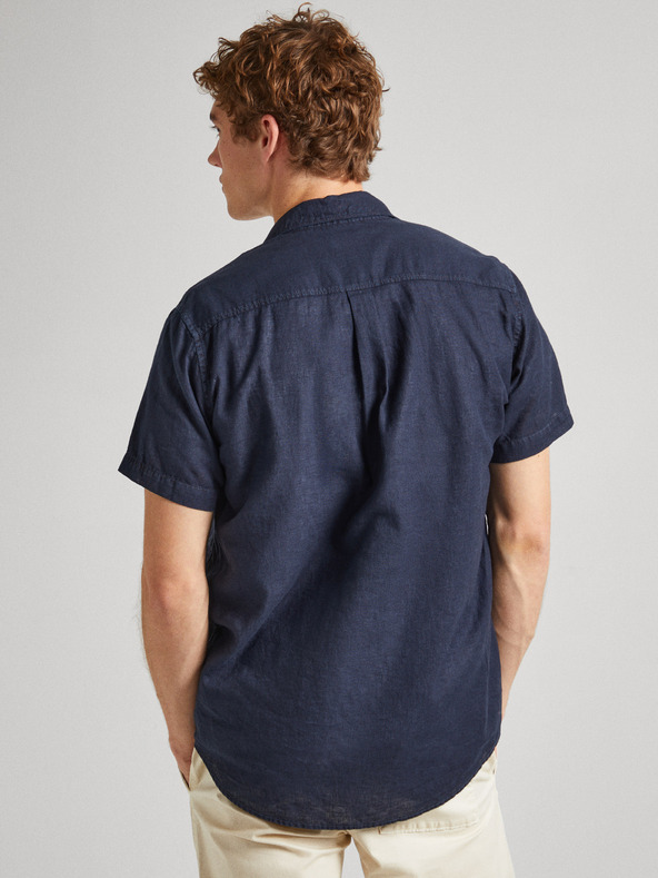 Pepe Jeans Sötétkék férfi rövid ujjú lenvászon ing Pepe Jeans