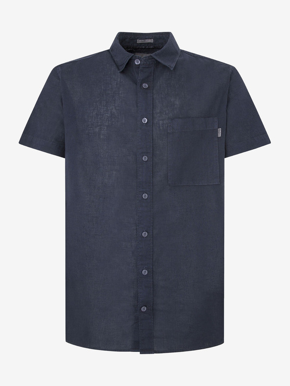 Pepe Jeans Sötétkék férfi rövid ujjú lenvászon ing Pepe Jeans