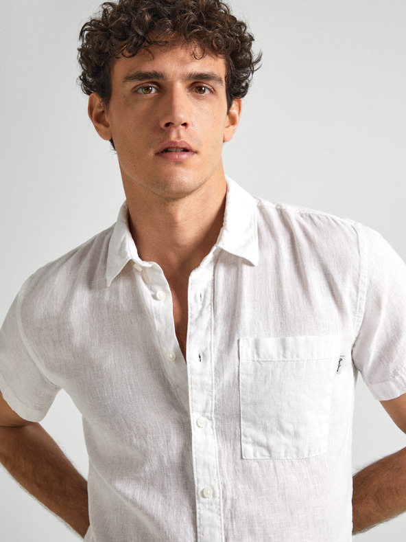 Pepe Jeans Fehér férfi rövid ujjú vászon ing Pepe Jeans Pepe Jeans