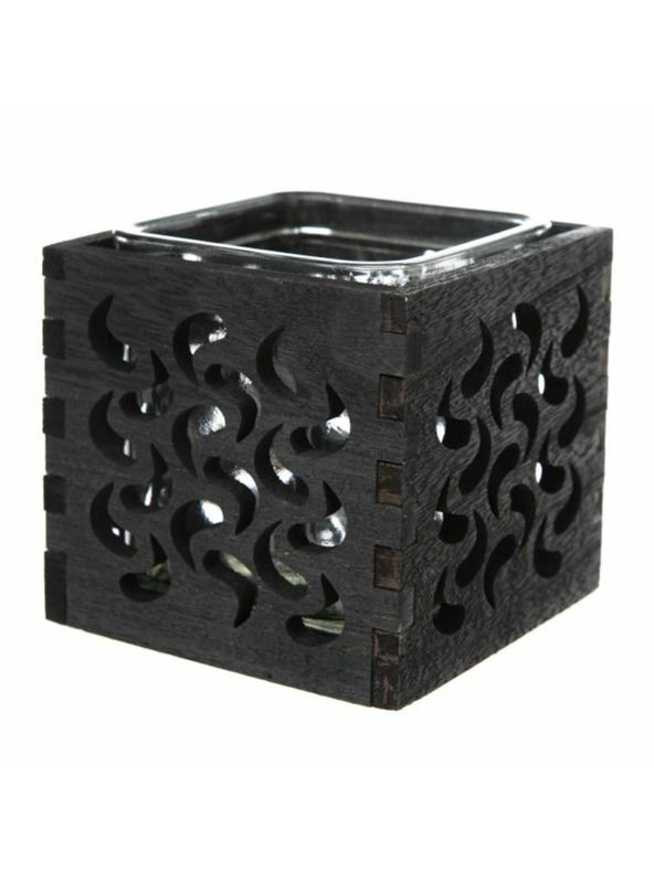 Casa de Engel Fekete fa mécsestartó üveggel, 0/40