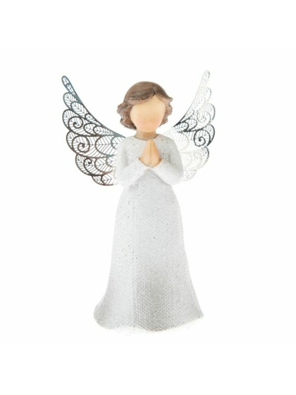 Casa de Engel Polyresin angyal fém szárnyakkal, imádkozó, 9/108