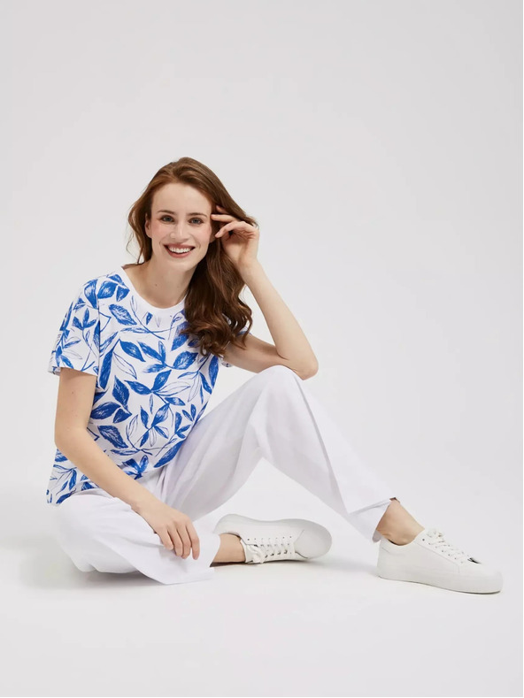 Moodo Kék blúz levélmintával Moodo
