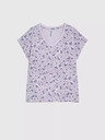 Moodo Lila blúz virágmintás, V-nyakú blúz Moodo